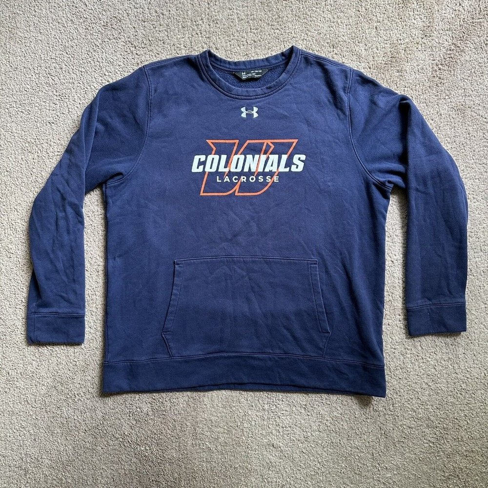 Under Armour Sweatshirt Men's 2XL Crewneck Fleece Colonials Lacrosse Navy Blue